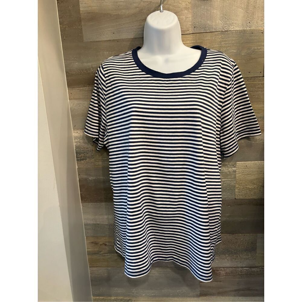 Ella Moss Womens Ultra Soft Perfect Tee X-Large Color Indigo & White EUC